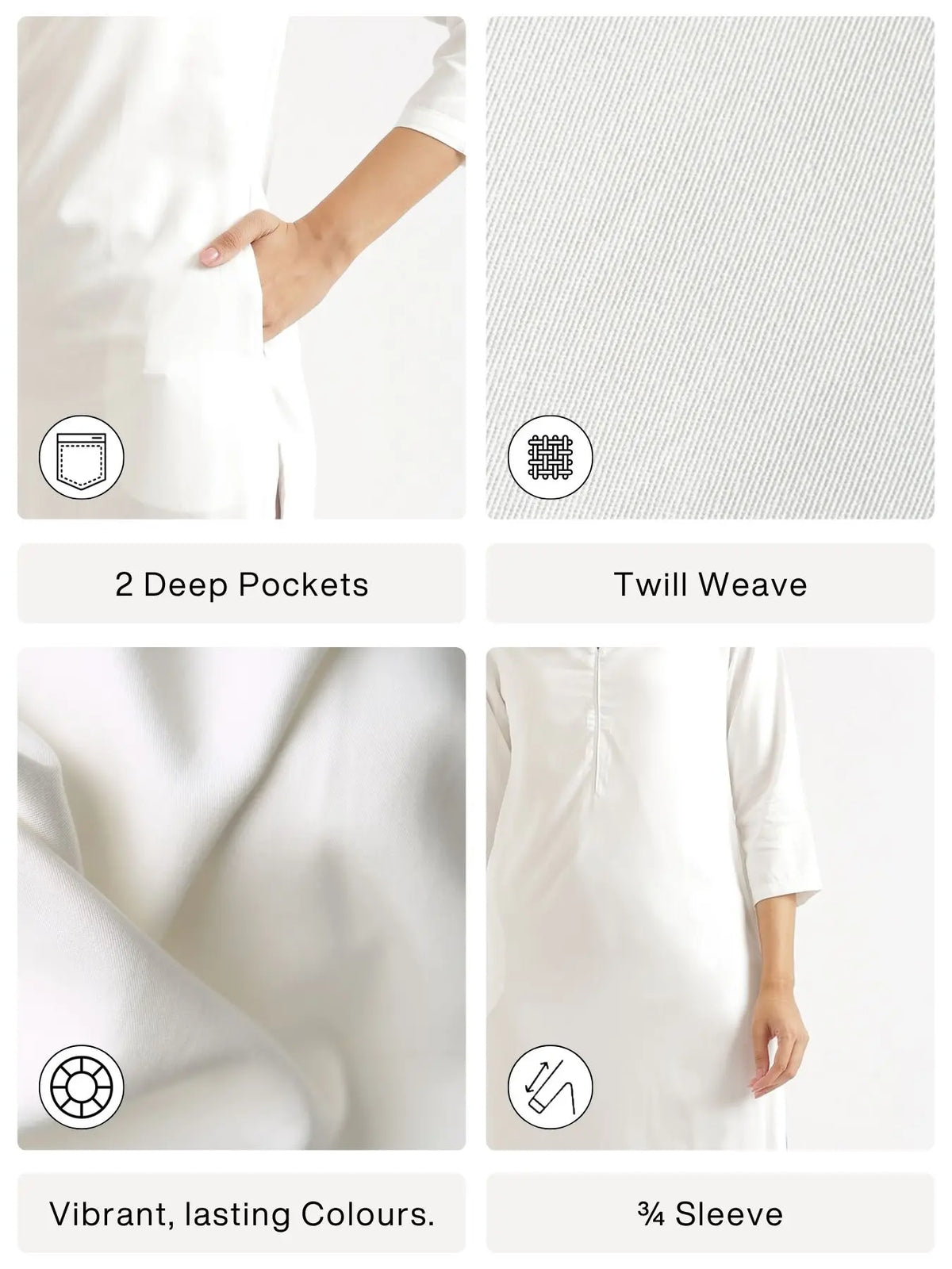 Women White Flowy Straight Long Kurta