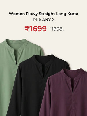 Pick Any 2 banner - Pick Any 2 Women Flowy Straight Long Kurta