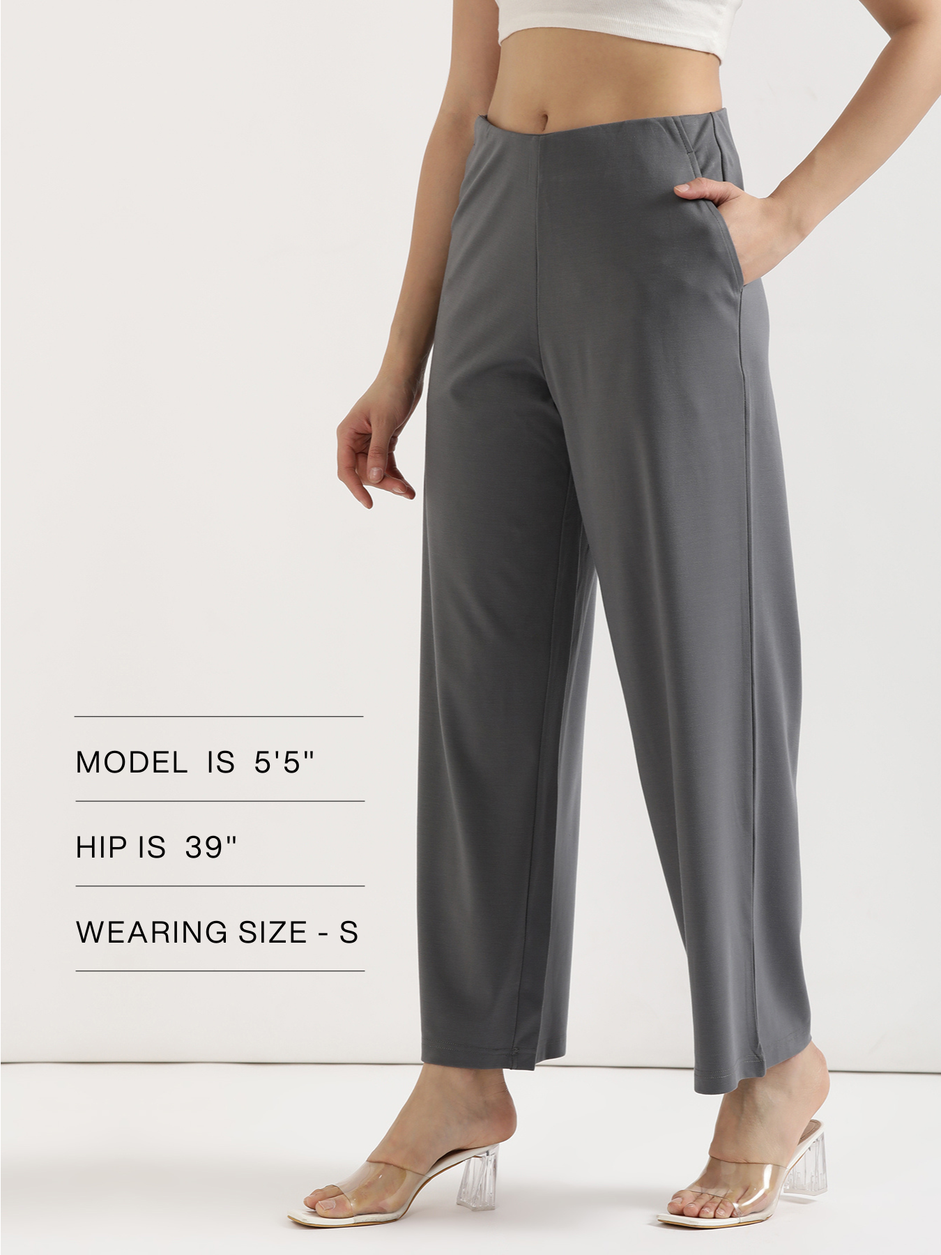 Cement Grey Wide Leg Pants