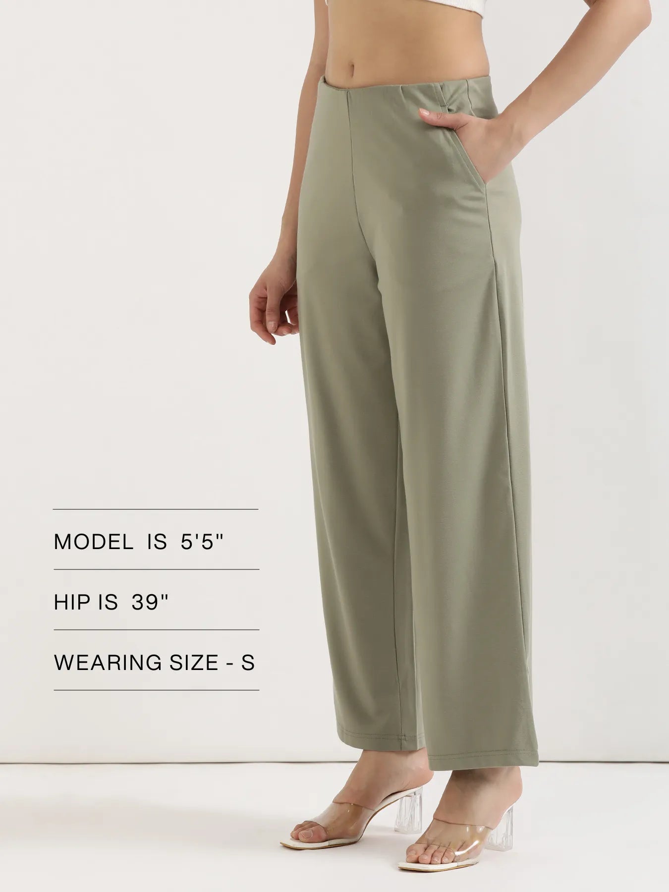 Women Mint Green Wide Leg Pants