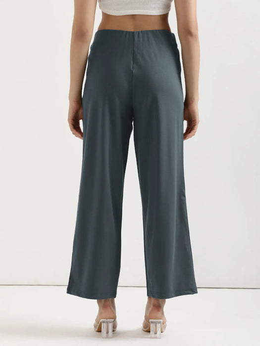 Women Cement Grey Wide Leg Pants
