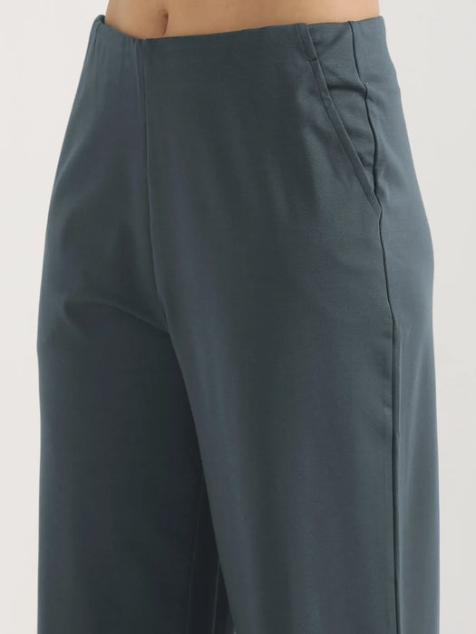 Women Cement Grey Wide Leg Pants