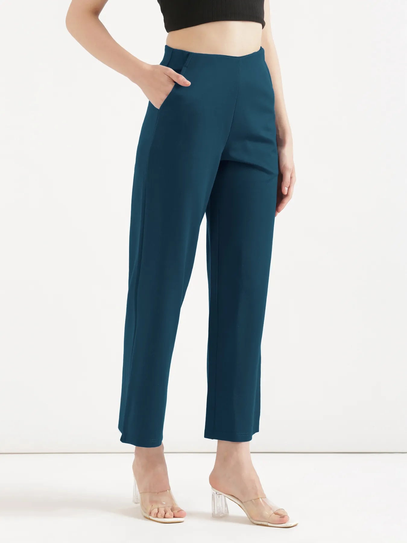 Women Royal Blue Wide Leg Pants