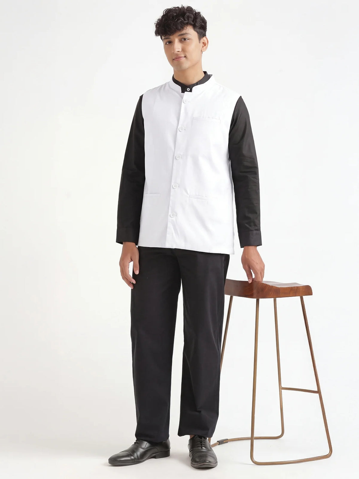Men White Airy Linen Nehru Jacket