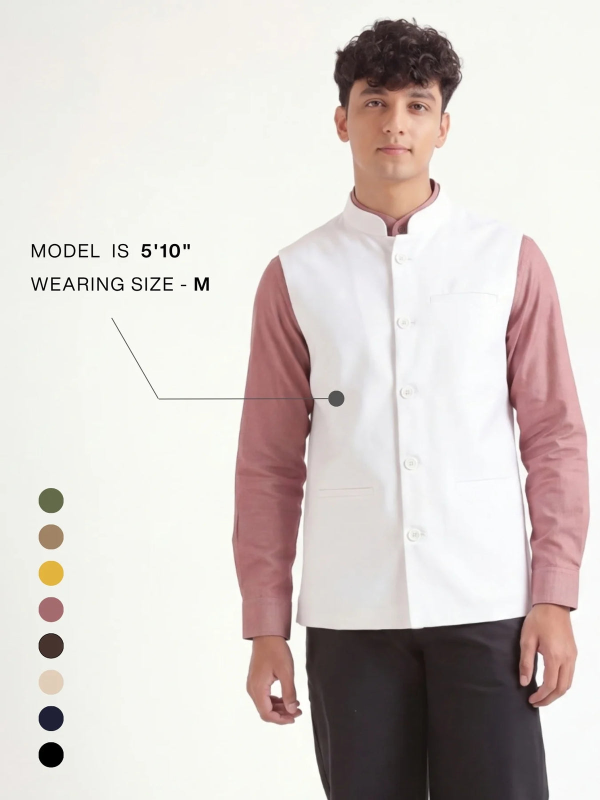 Men White Airy Linen Nehru Jacket