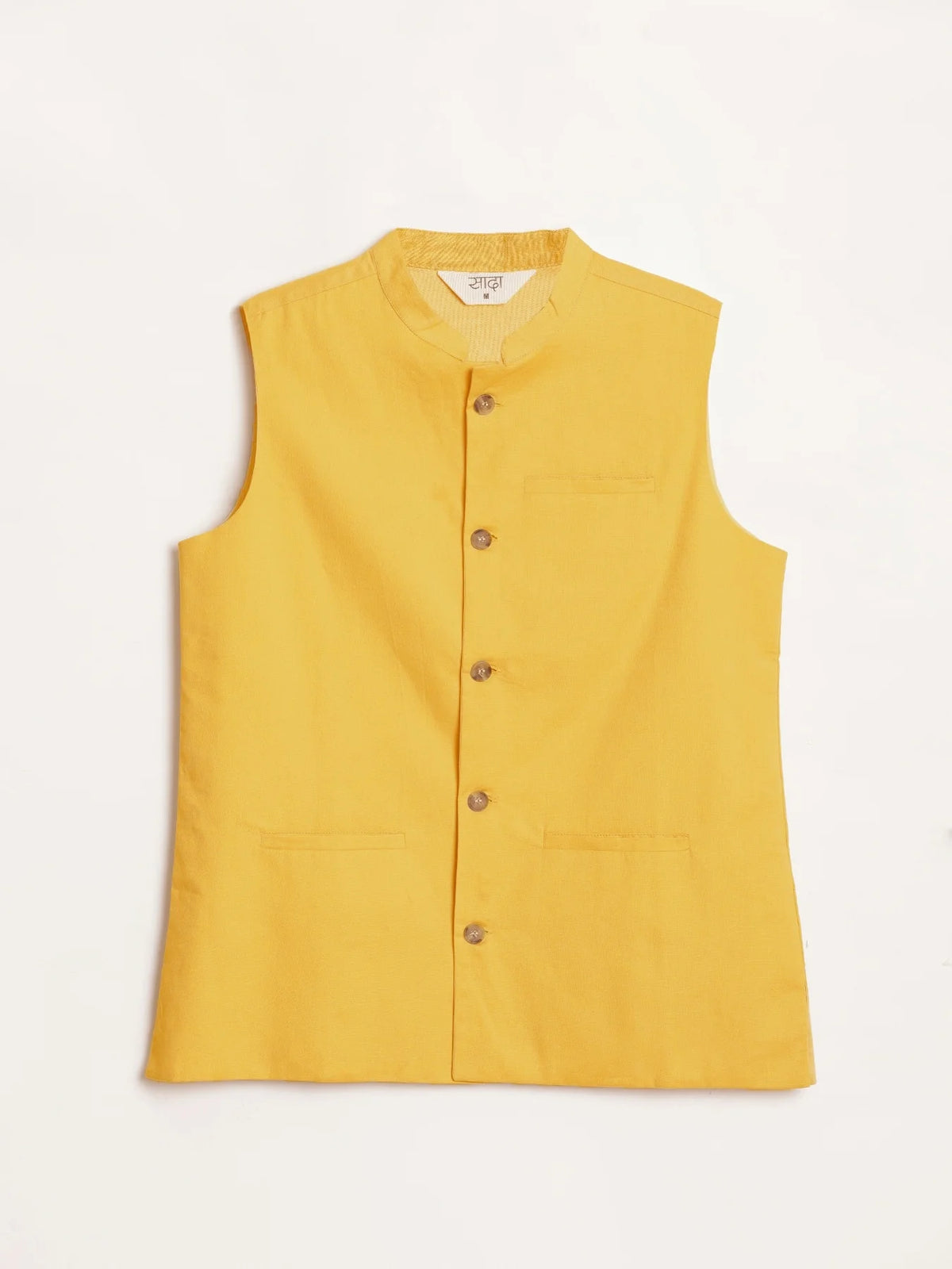 Men Yellow Airy Linen Nehru Jacket