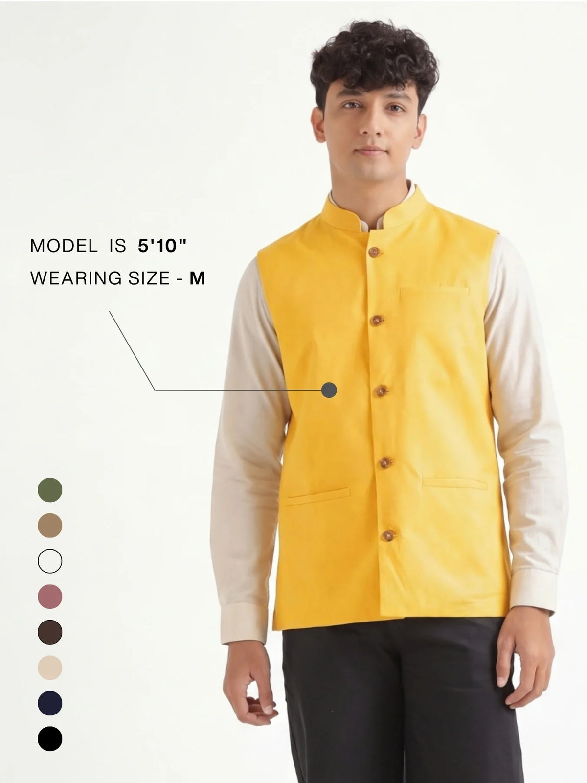 Men Yellow Airy Linen Nehru Jacket