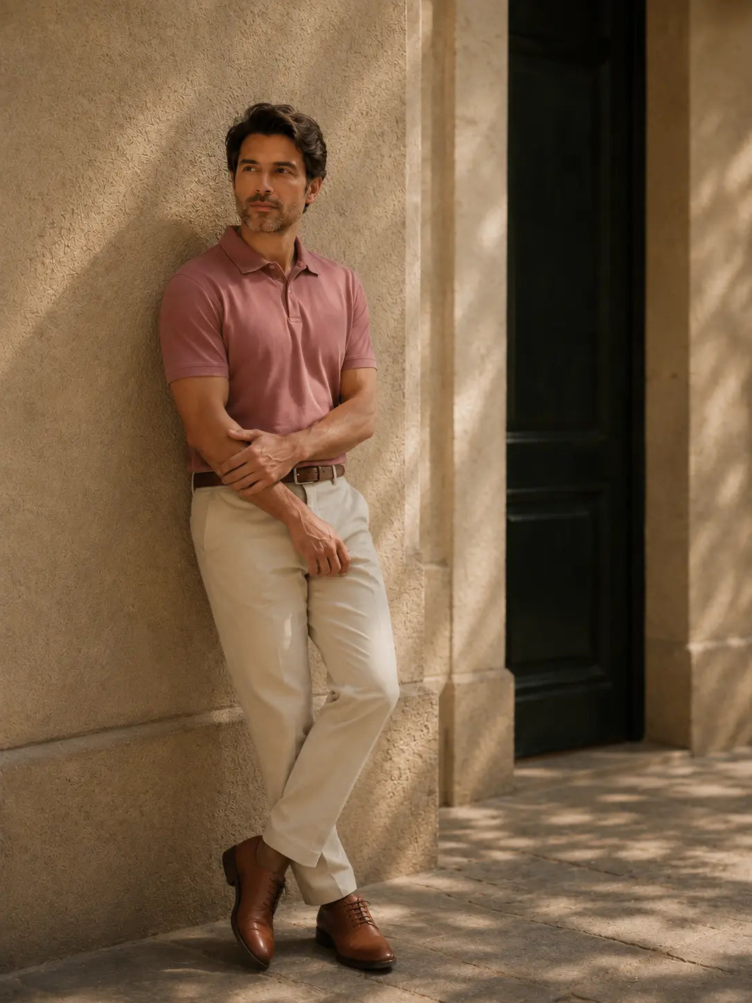 Men Beige Classic Cotton Chinos