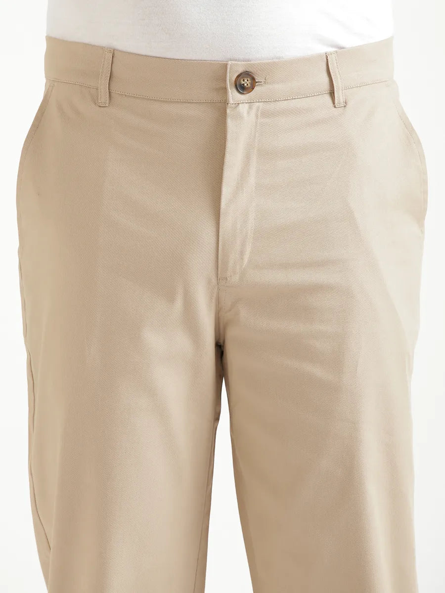 Men Beige Classic Cotton Chinos