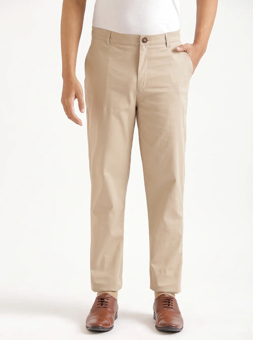 Men Beige Classic Cotton Chinos