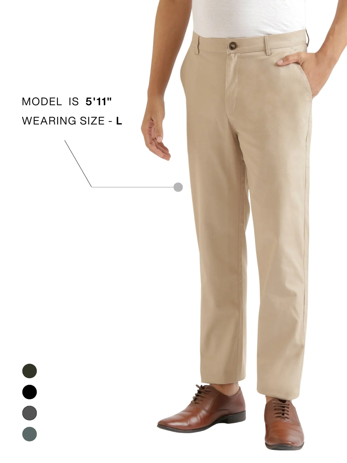 Men Beige Classic Cotton Chinos