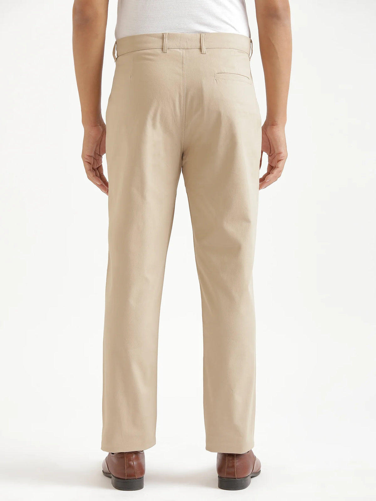 Men Beige Classic Cotton Chinos