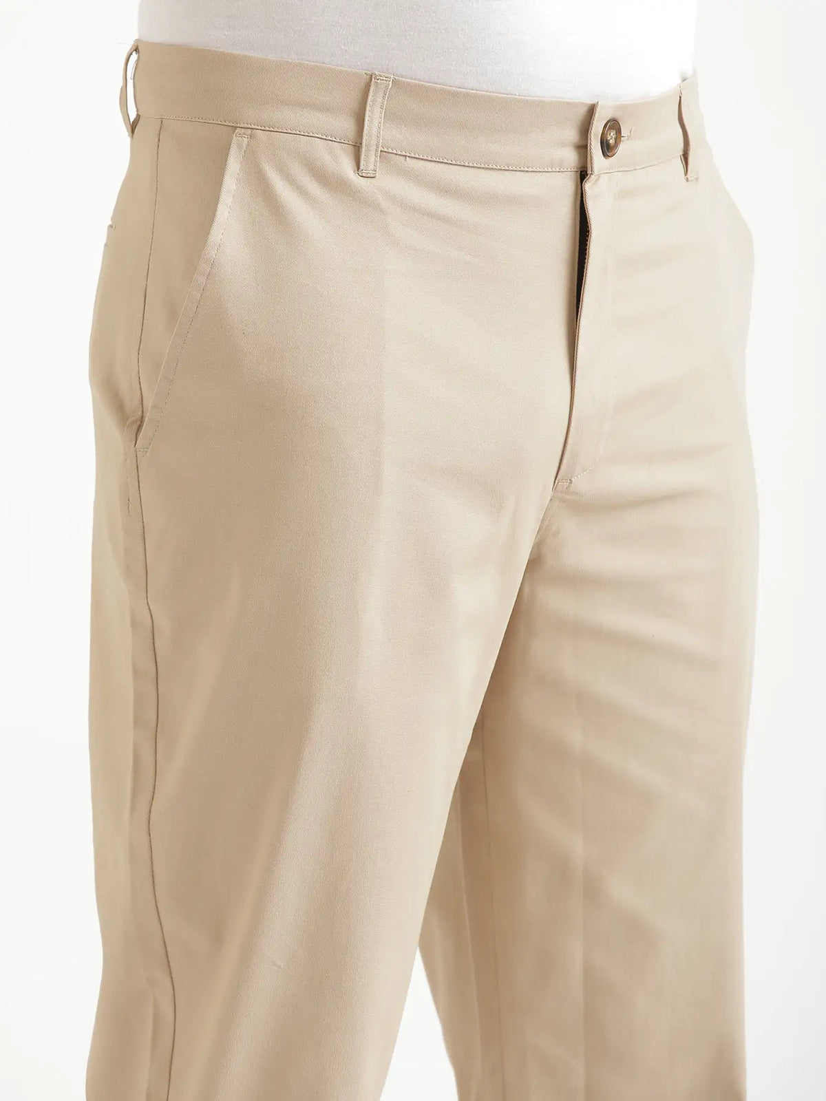 Men Beige Classic Cotton Chinos