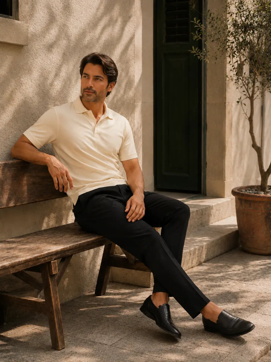 Men Black Classic Cotton Chinos