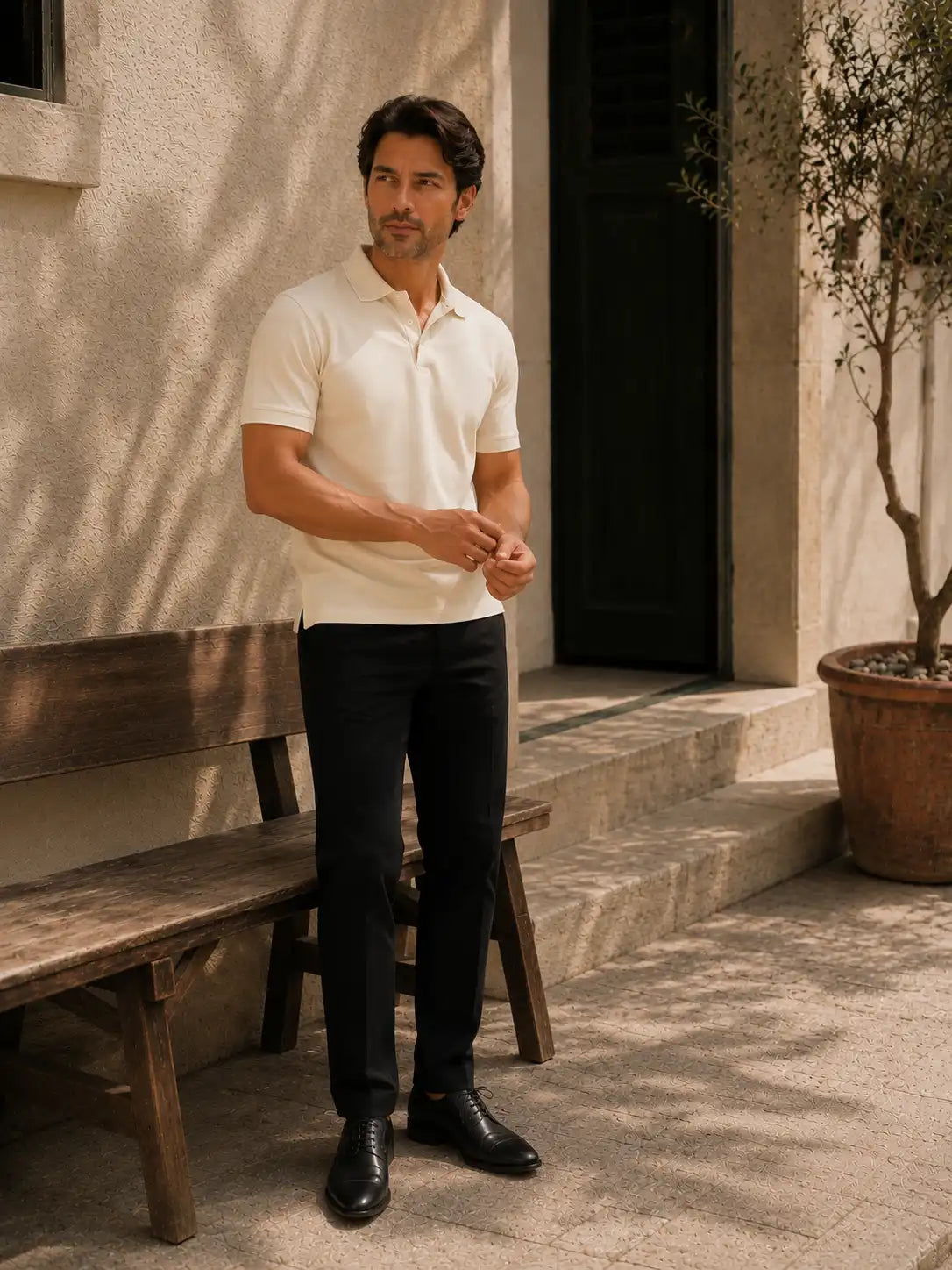 Men Black Classic Cotton Chinos