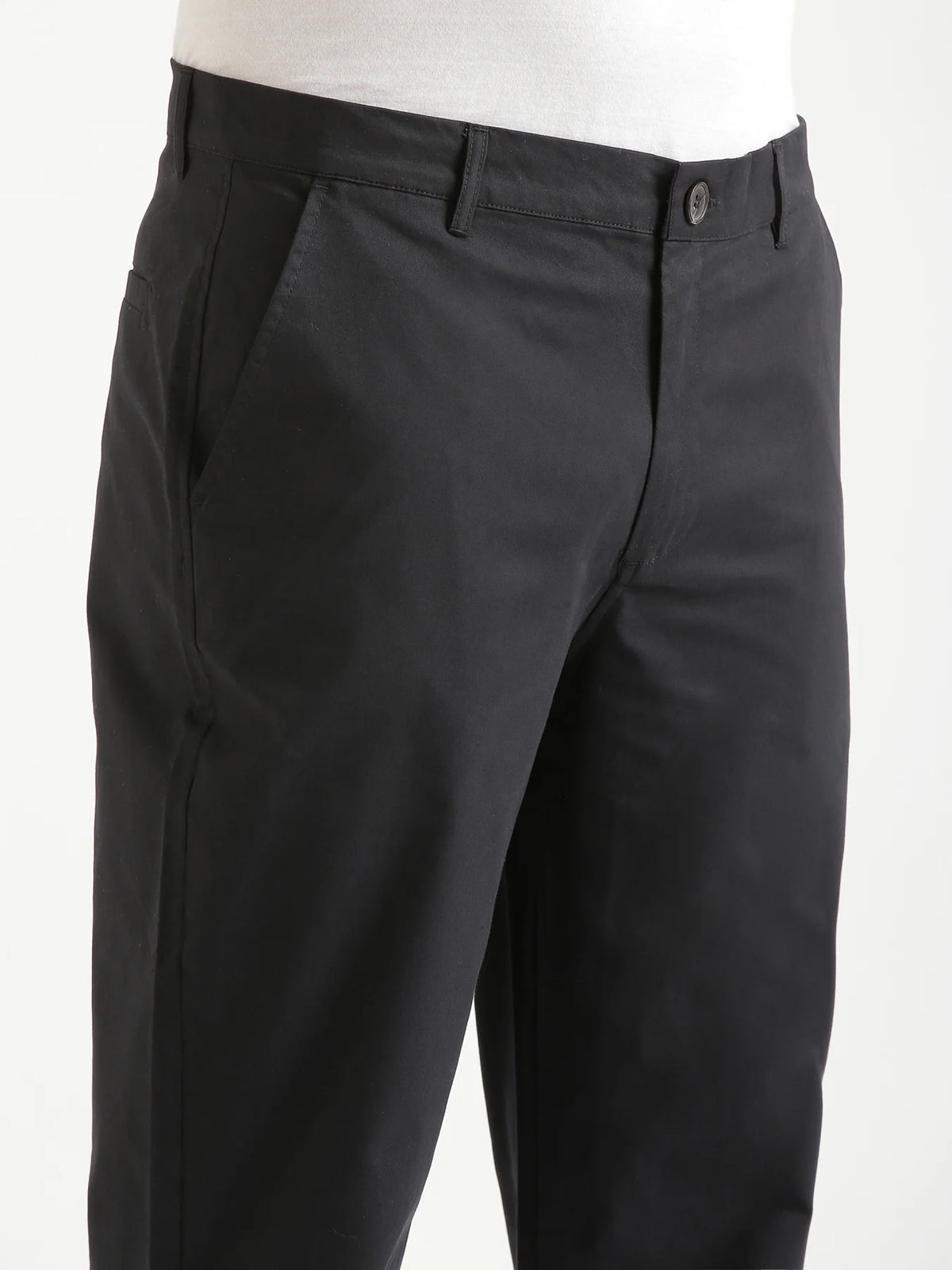 Men Black Classic Cotton Chinos