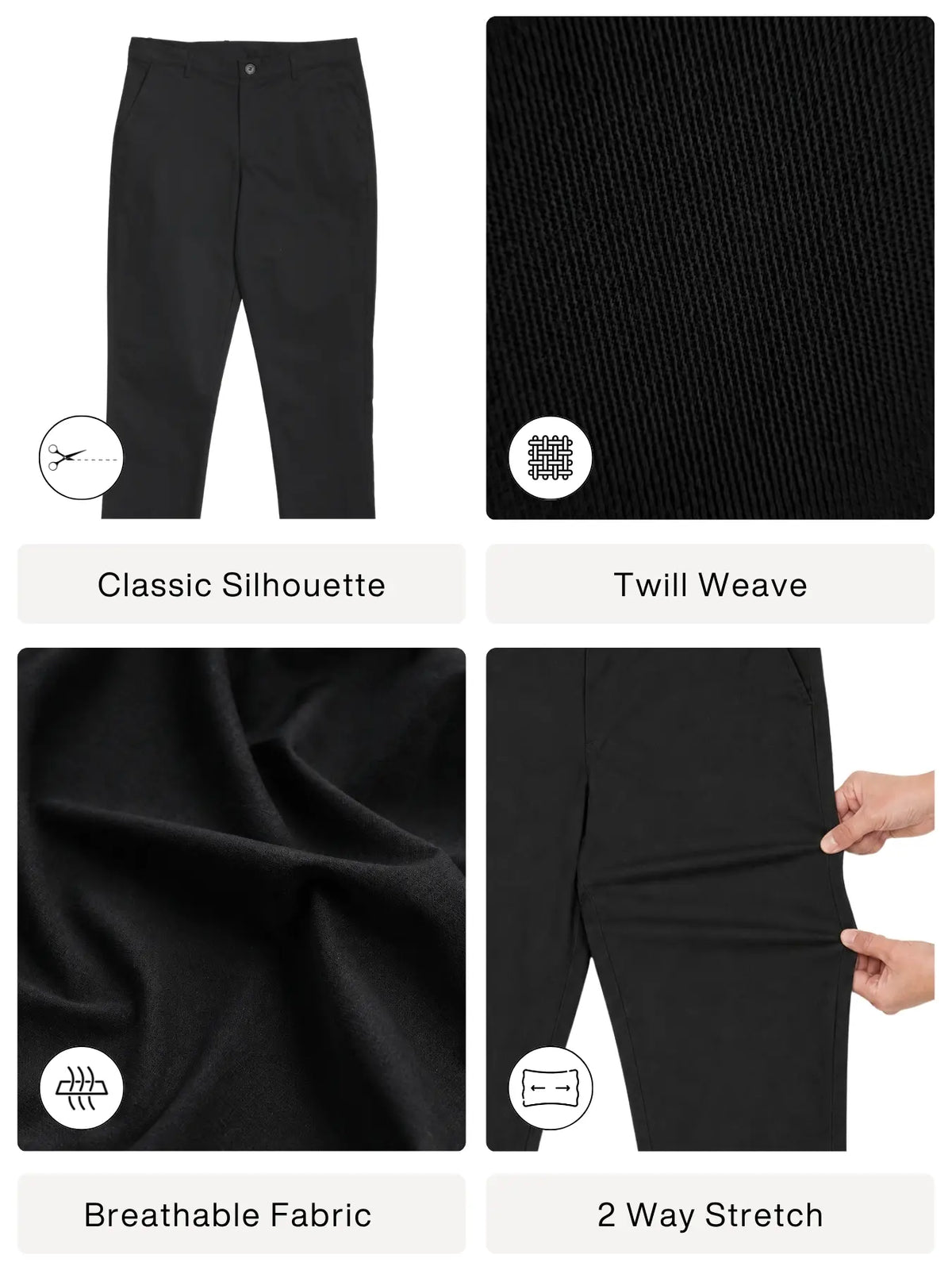 Men Black Classic Cotton Chinos