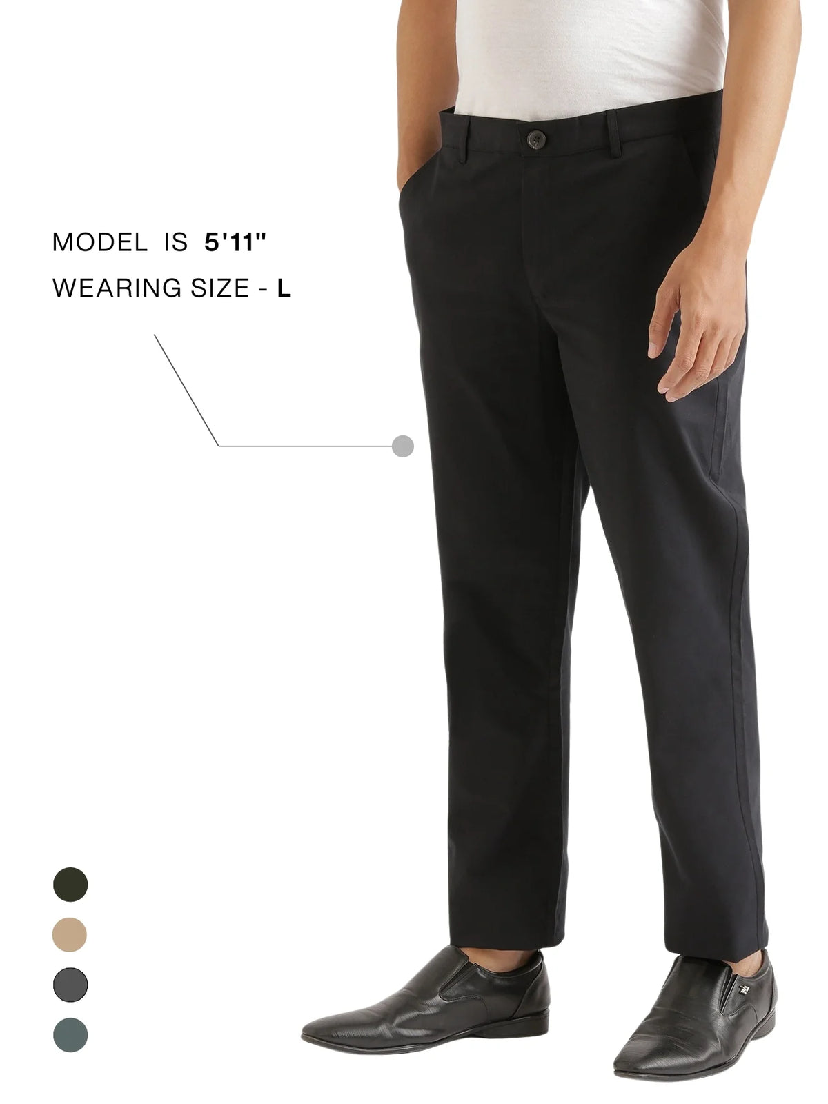 Men Black Classic Cotton Chinos