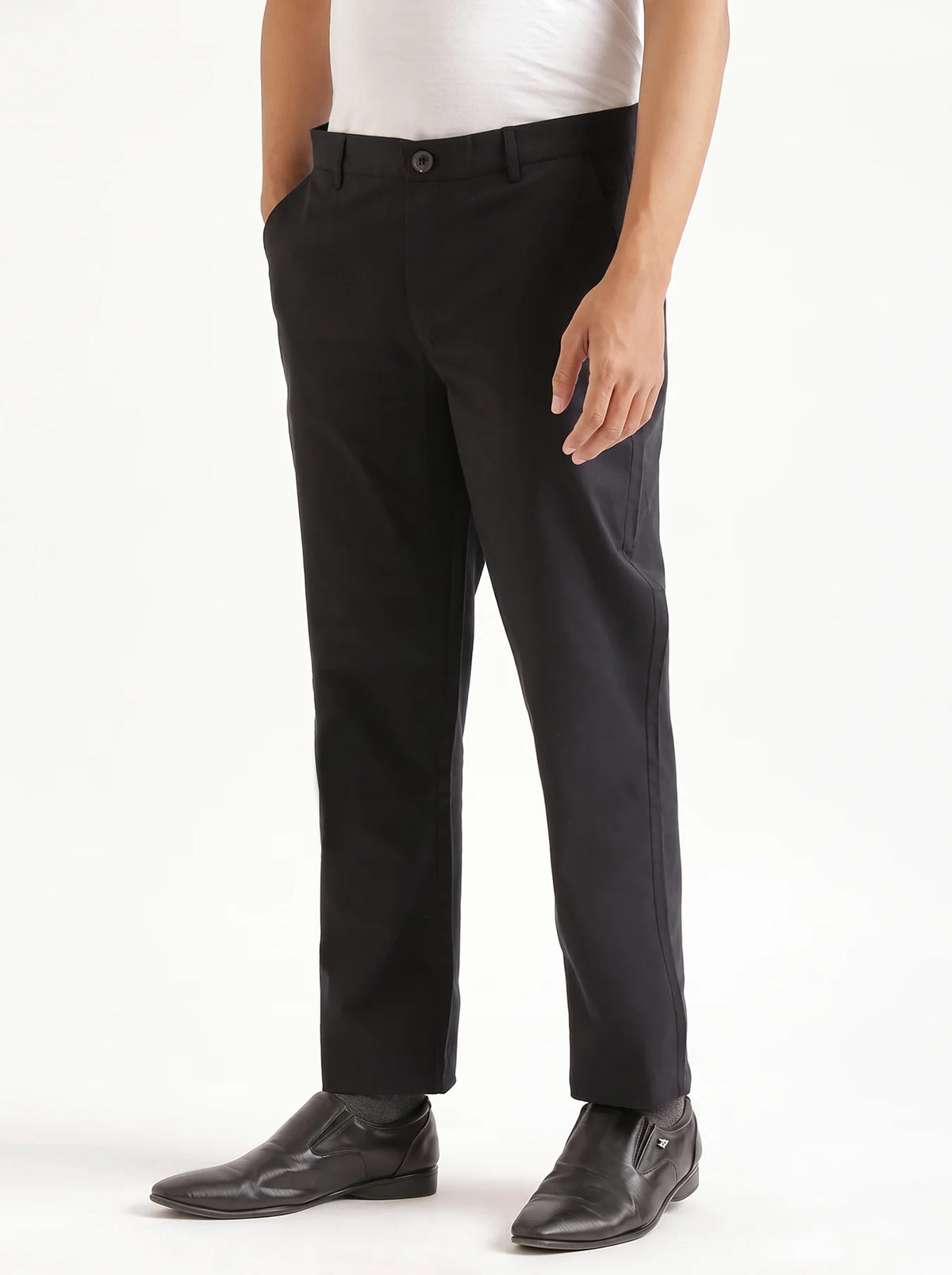 Men Black Classic Cotton Chinos