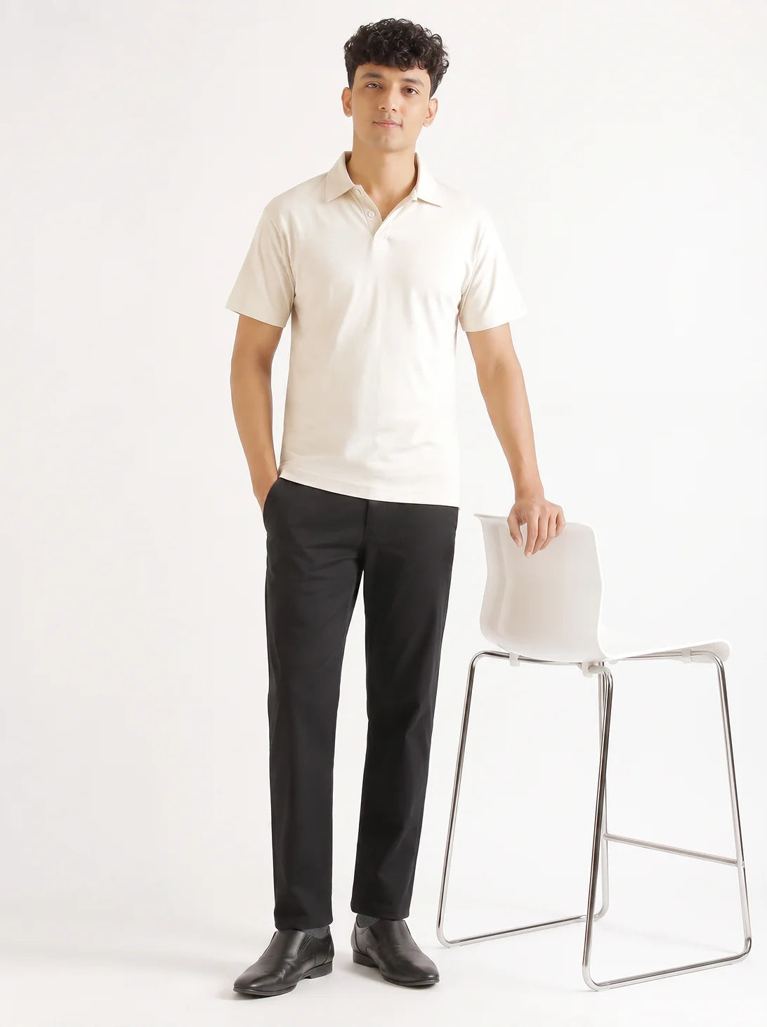 Men Black Classic Cotton Chinos