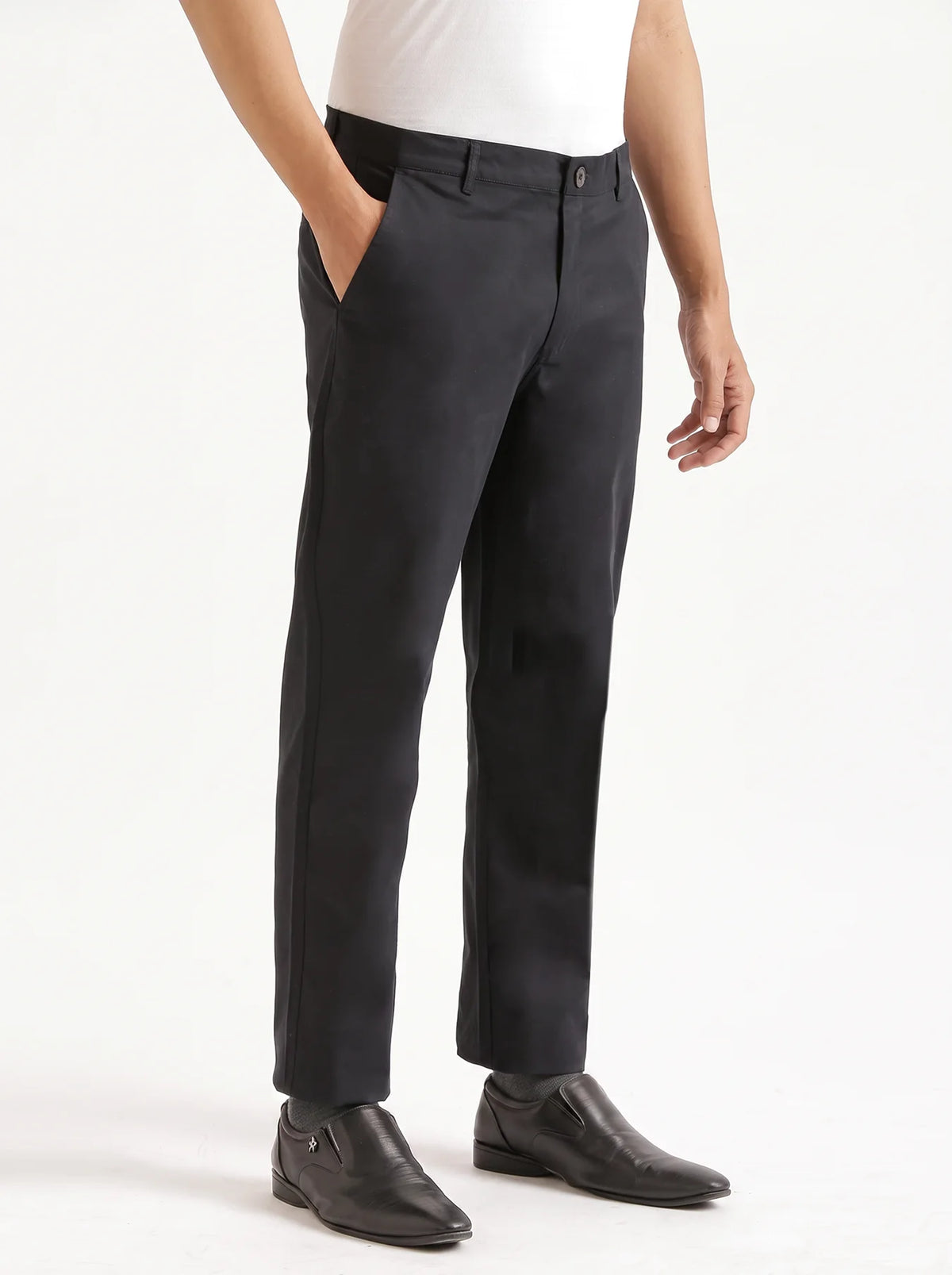 Men Black Classic Cotton Chinos
