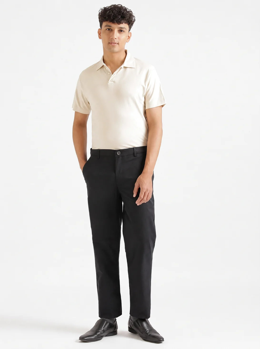 Men Black Classic Cotton Chinos