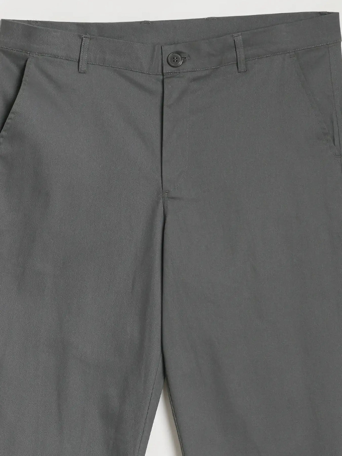 Men Dark Grey Classic Cotton Chinos