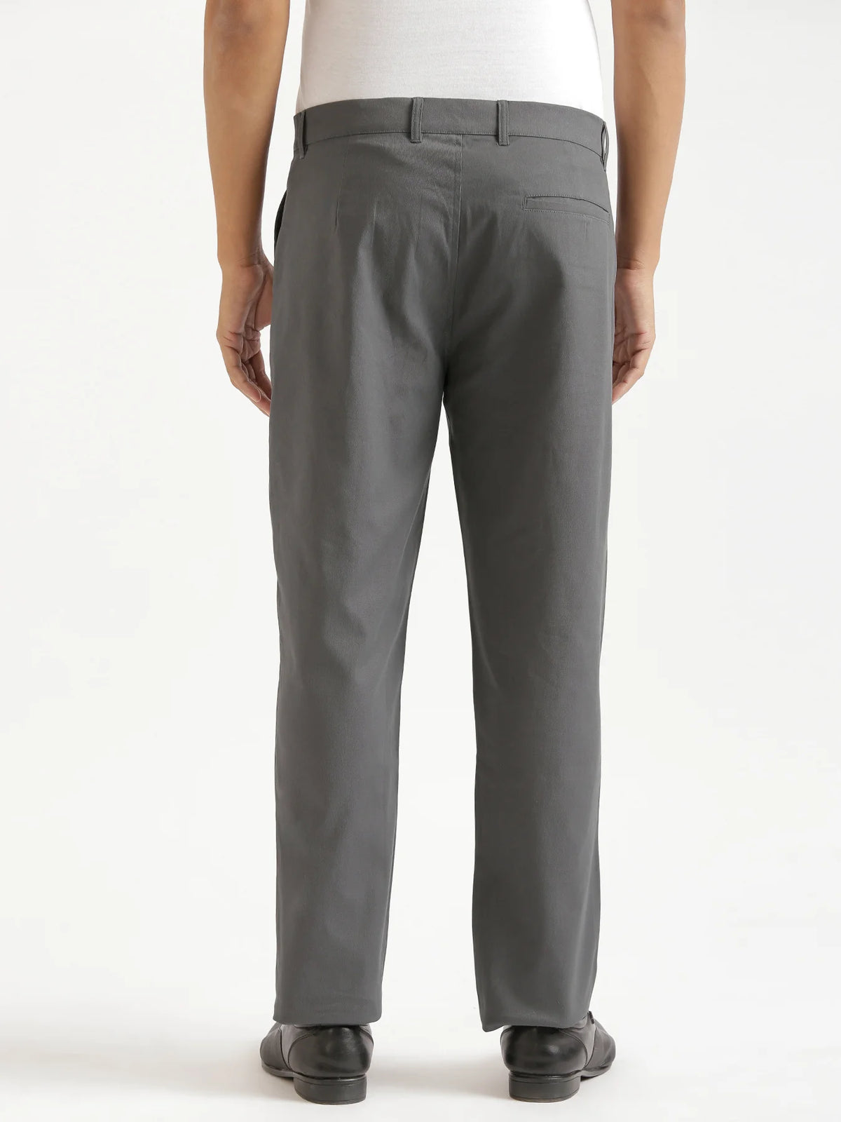 Men Dark Grey Classic Cotton Chinos