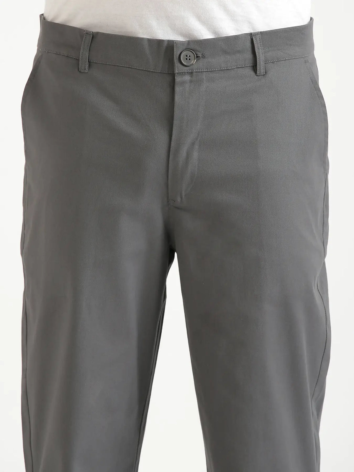 Men Dark Grey Classic Cotton Chinos