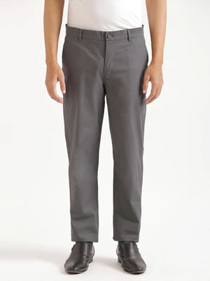 Men Dark Grey Classic Cotton Chinos