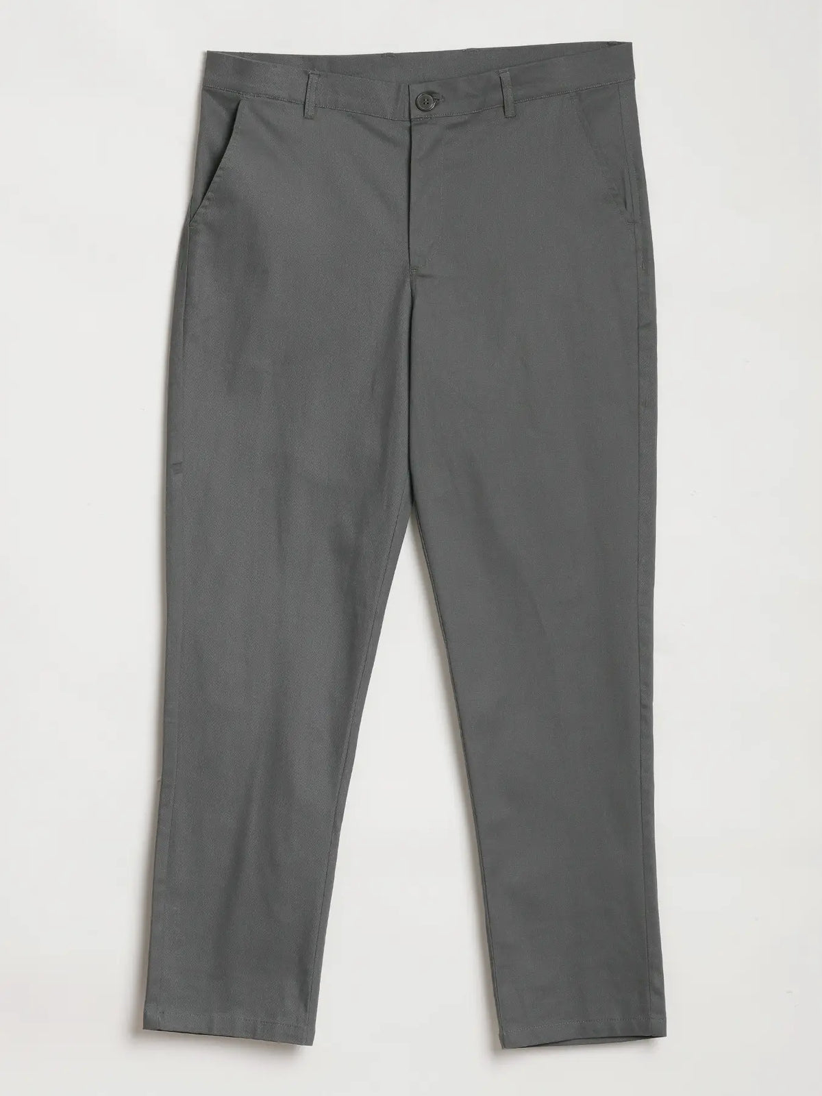 Men Dark Grey Classic Cotton Chinos