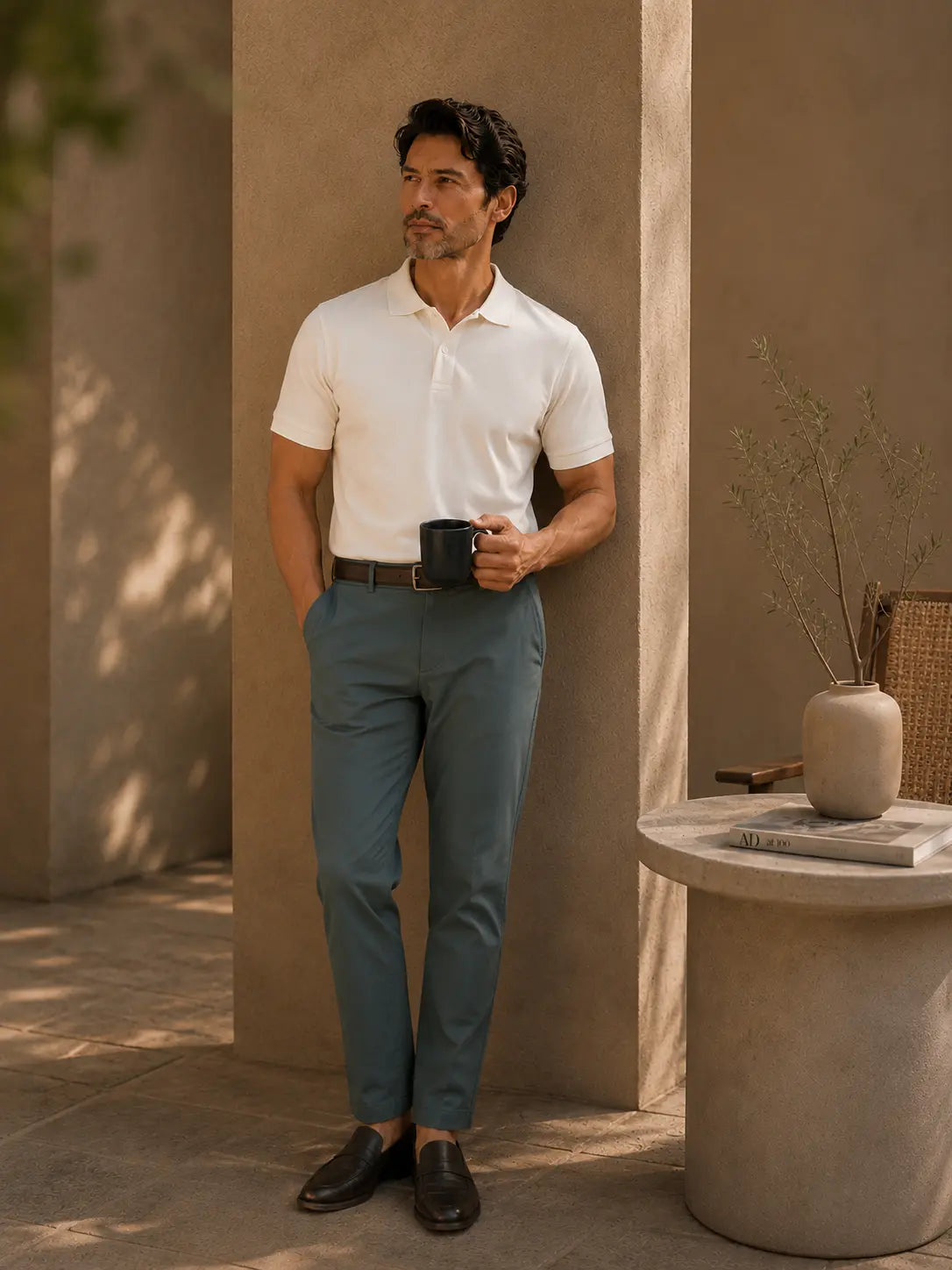 Men Grey Classic Cotton Chinos