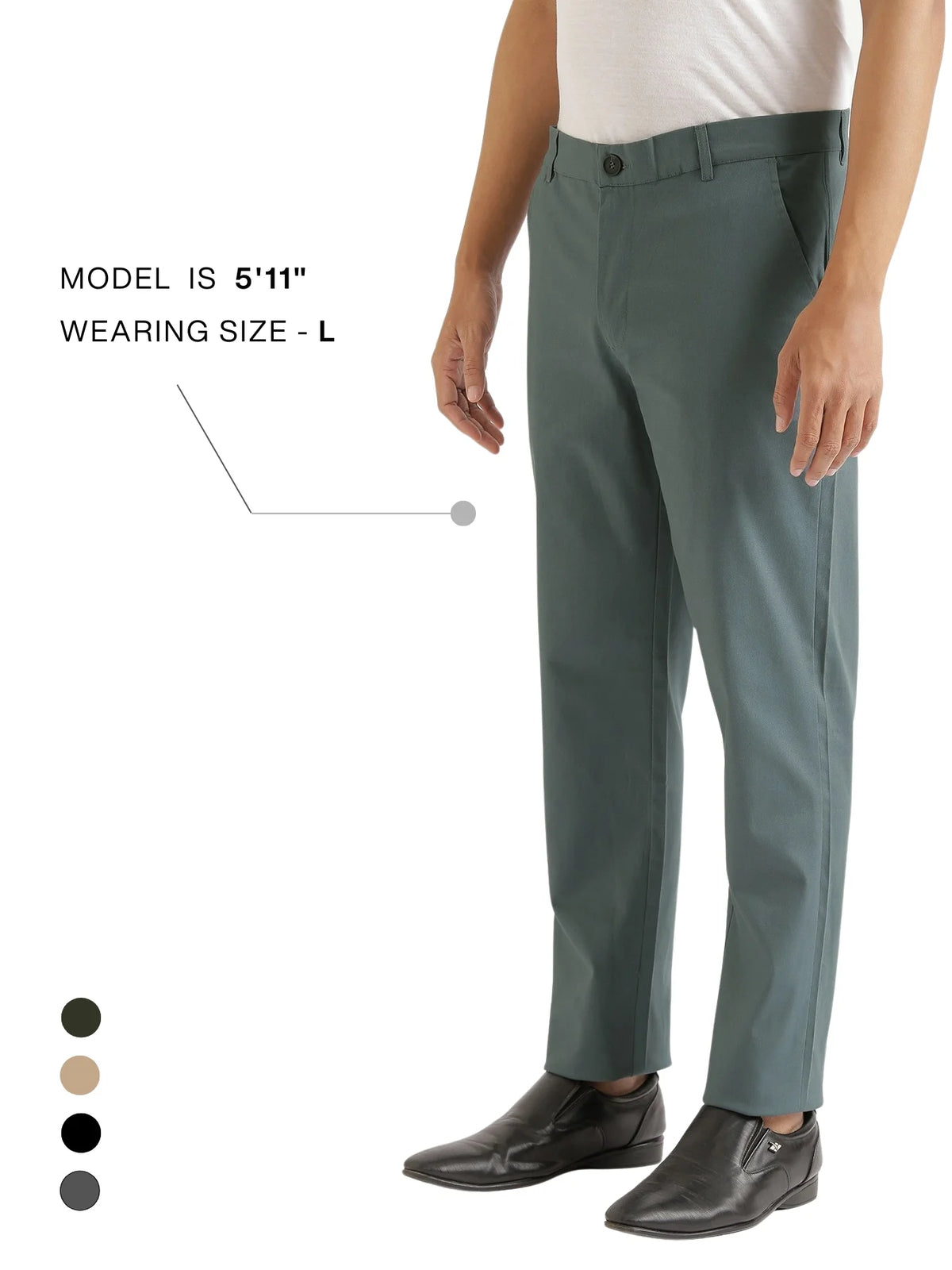 Men Grey Classic Cotton Chinos