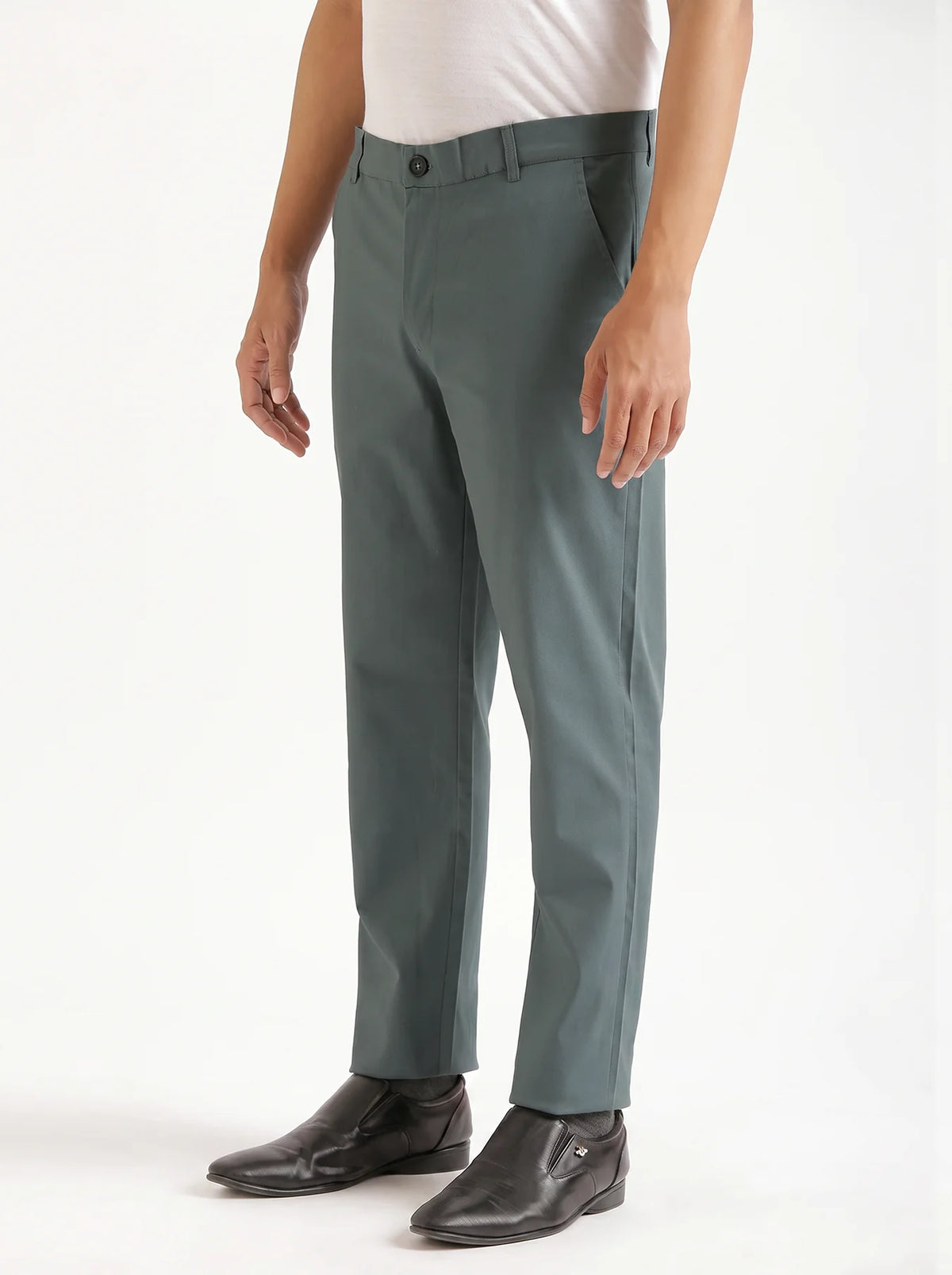 Men Grey Classic Cotton Chinos