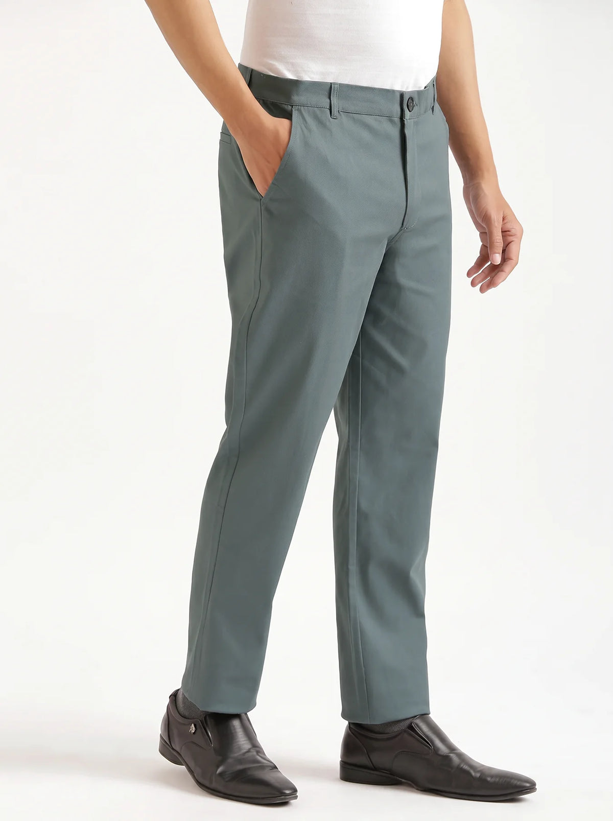 Men Grey Classic Cotton Chinos