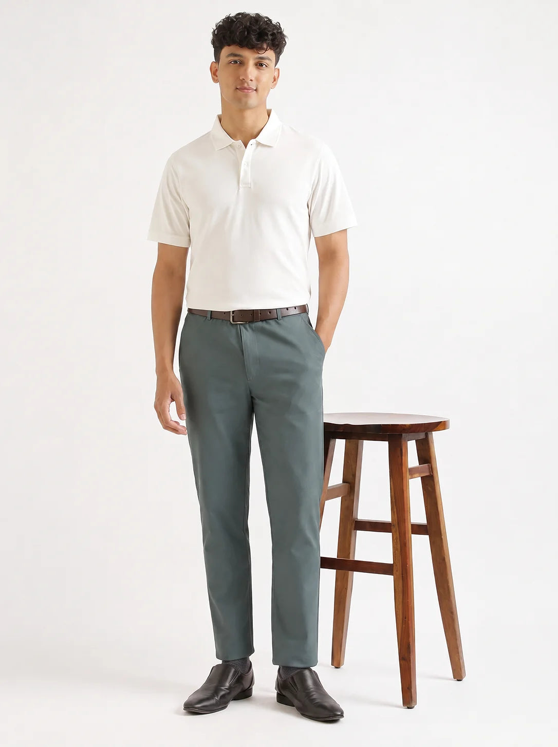 Men Grey Classic Cotton Chinos