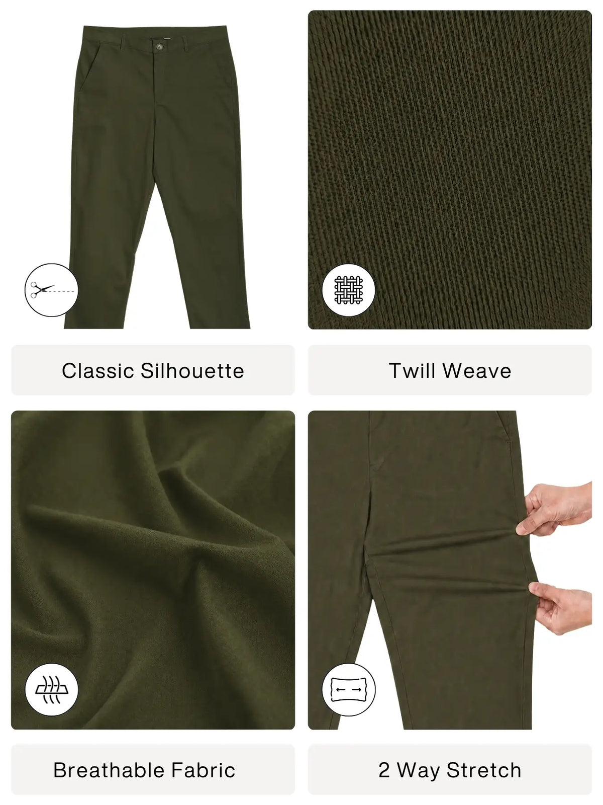 Men Olive Green Classic Cotton Chinos