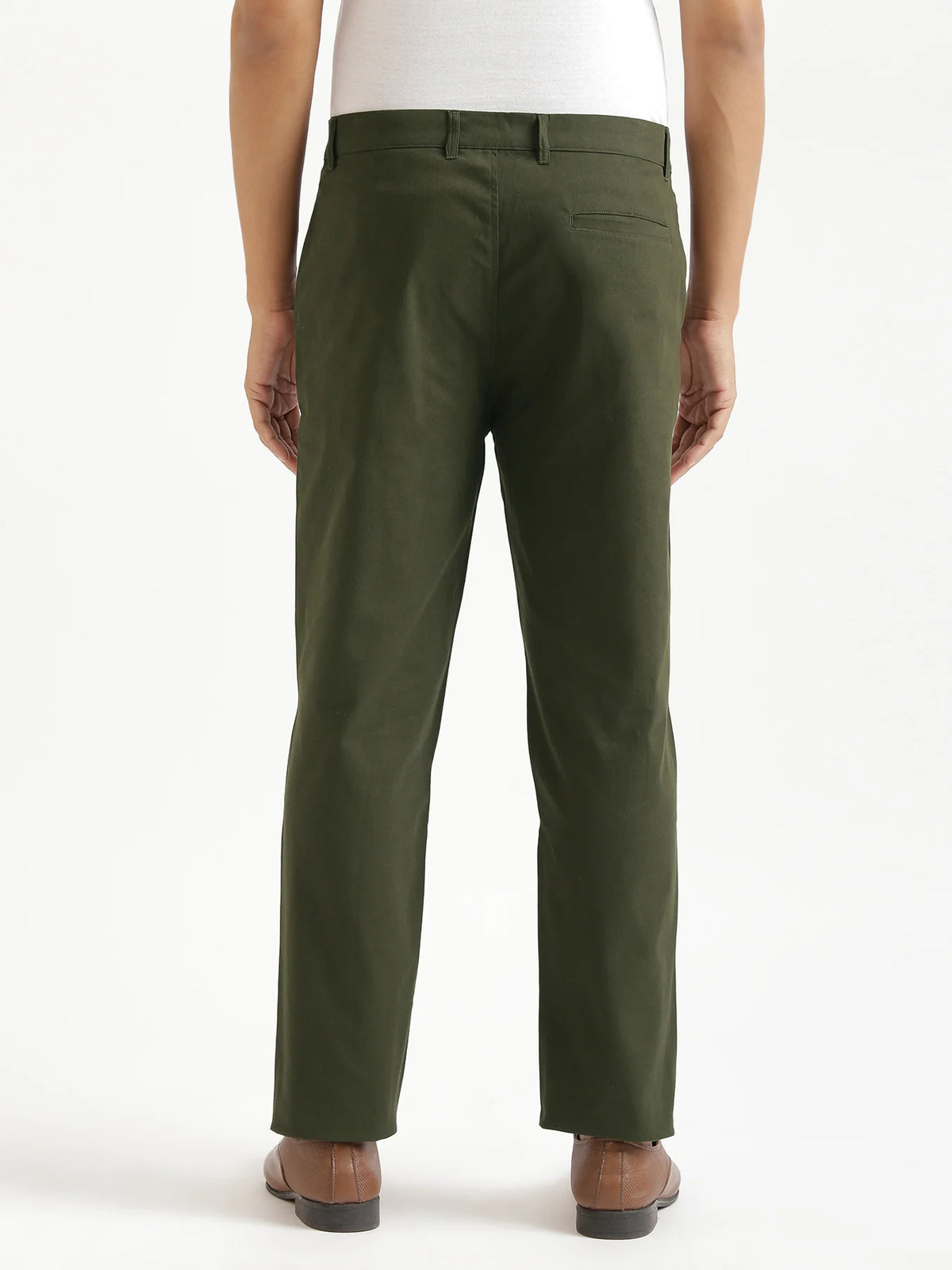 Men Olive Green Classic Cotton Chinos