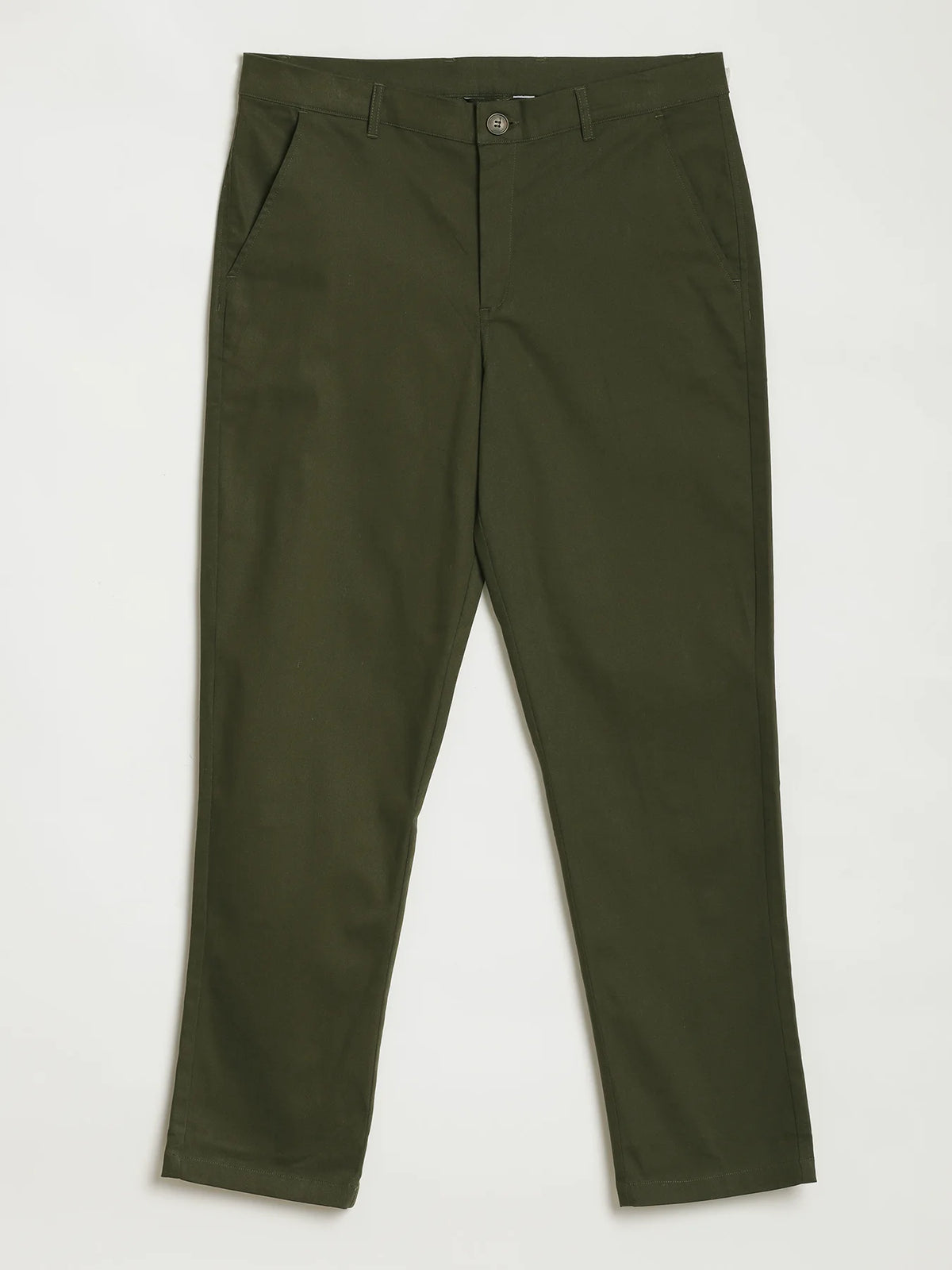 Men Olive Green Classic Cotton Chinos