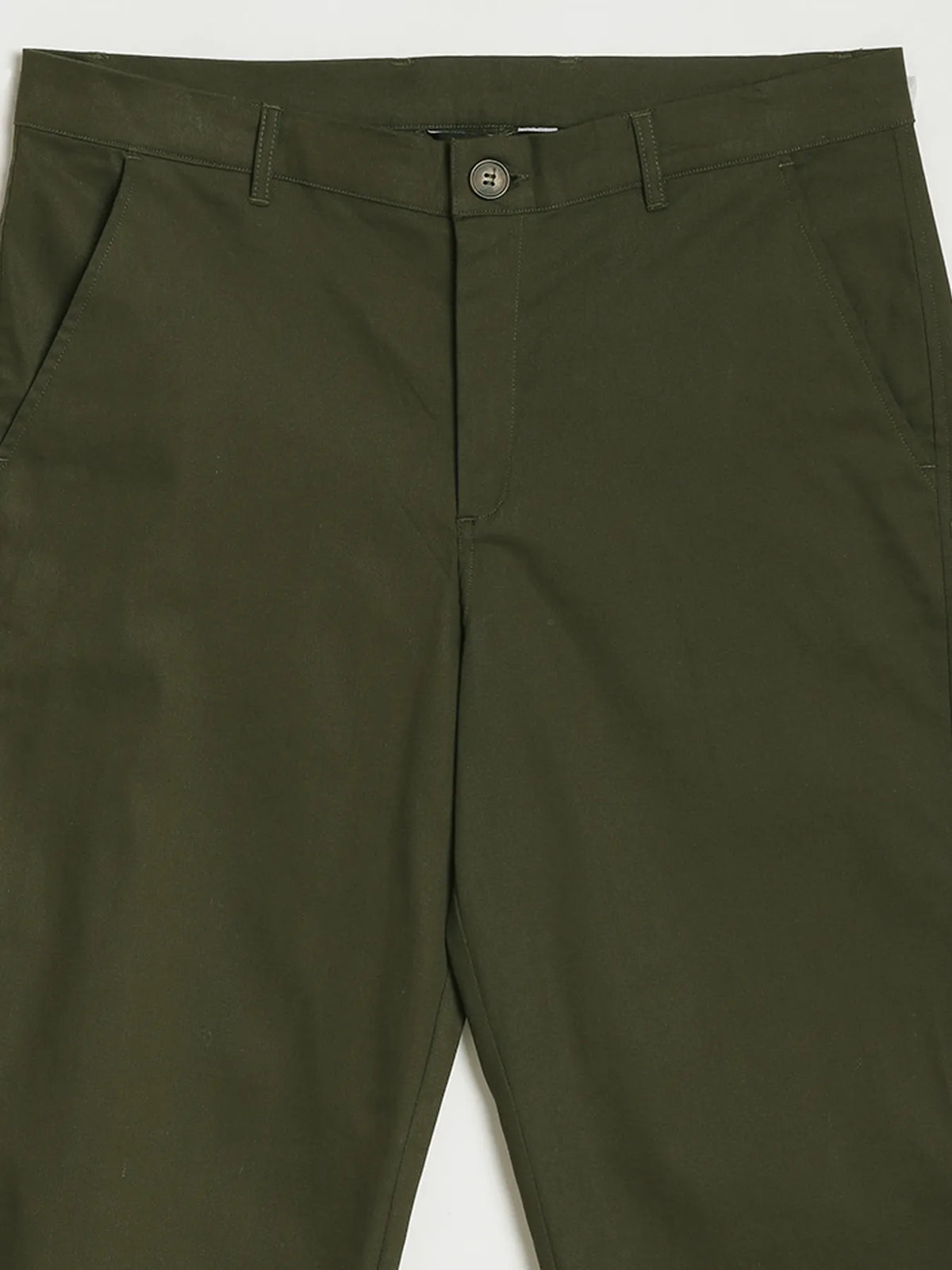 Men Olive Green Classic Cotton Chinos