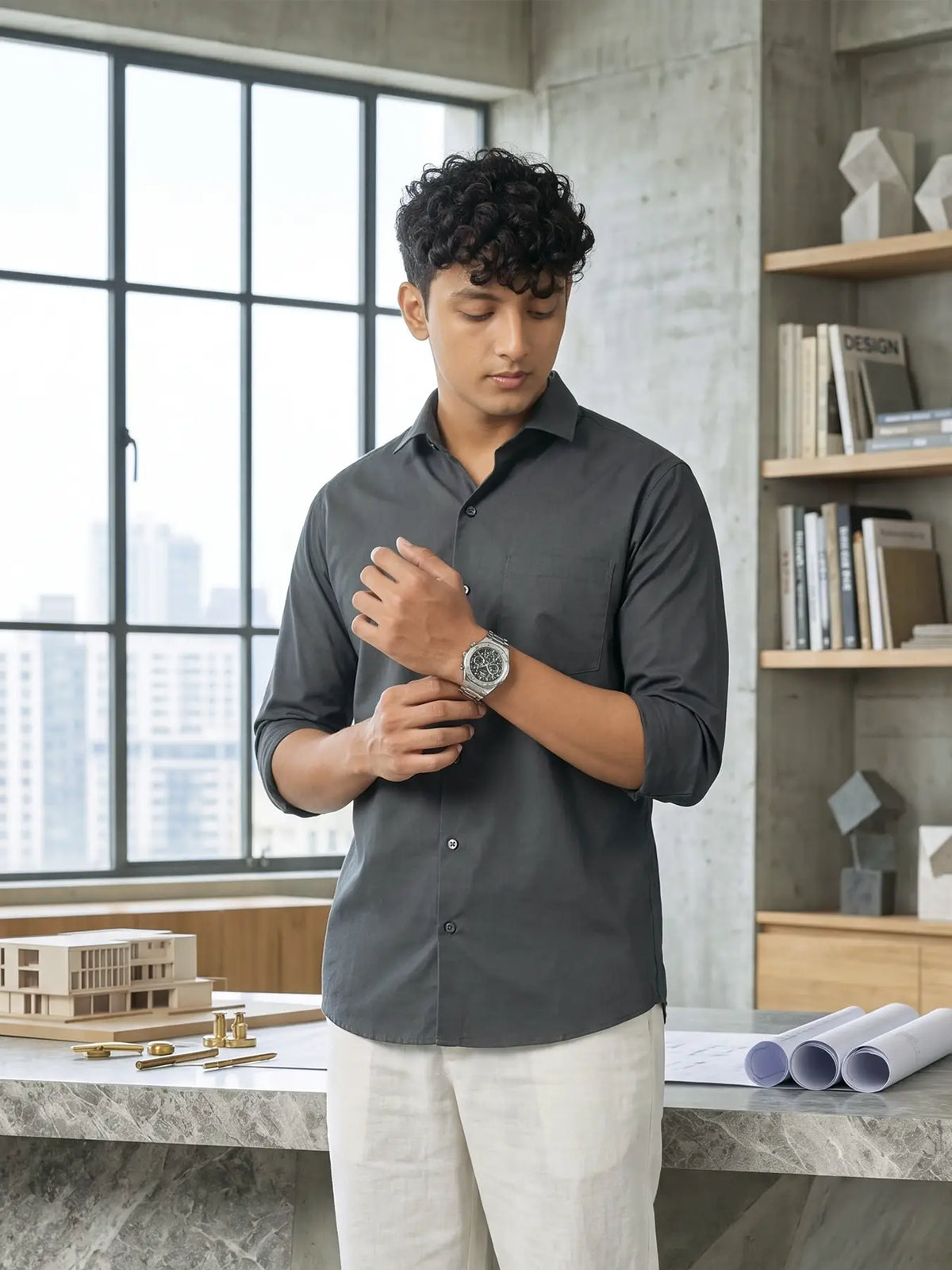 Men Dark Grey Better Cotton Everyday Shirt