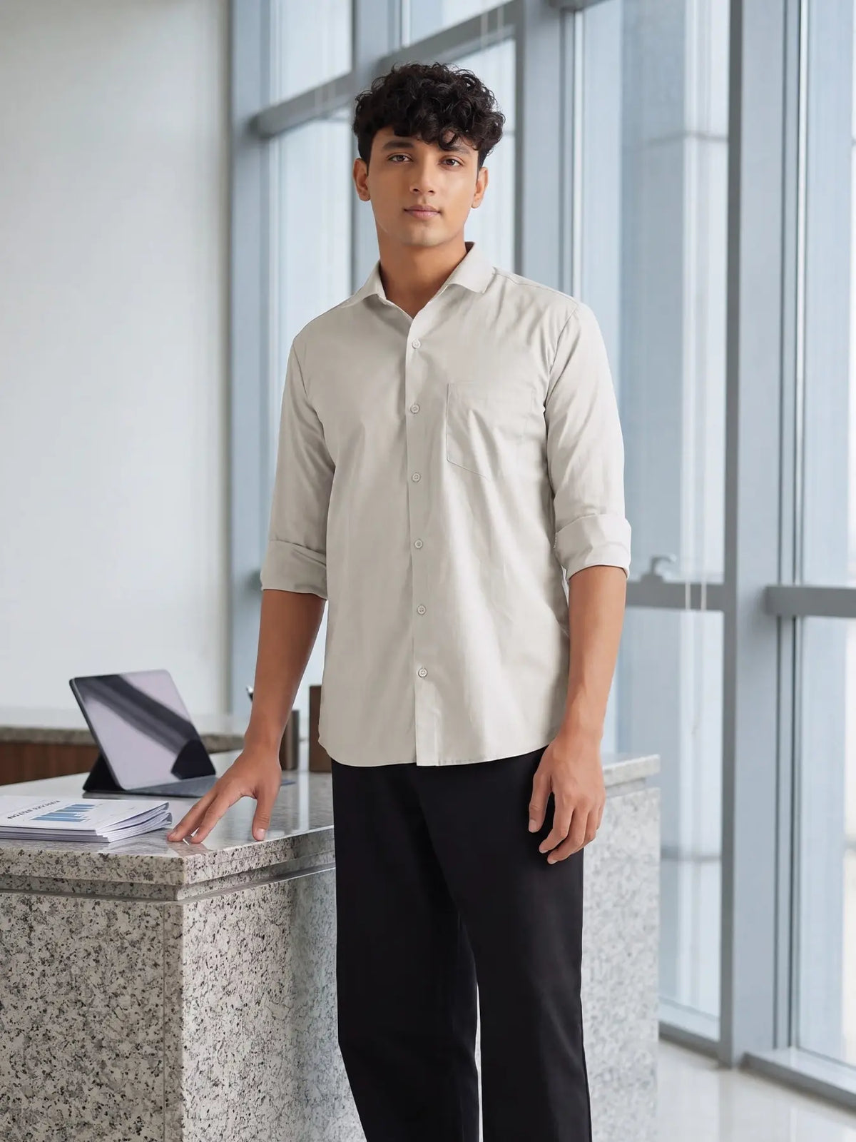 Men Grey Better Cotton Everyday Shirt