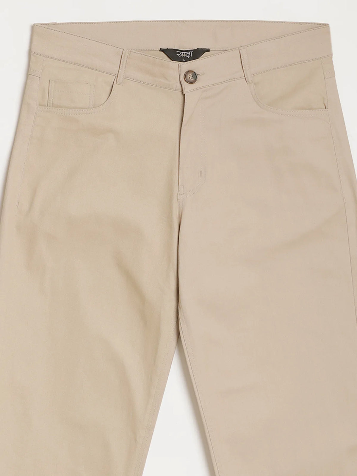 Men Beige 5 Pocket Classic Pant