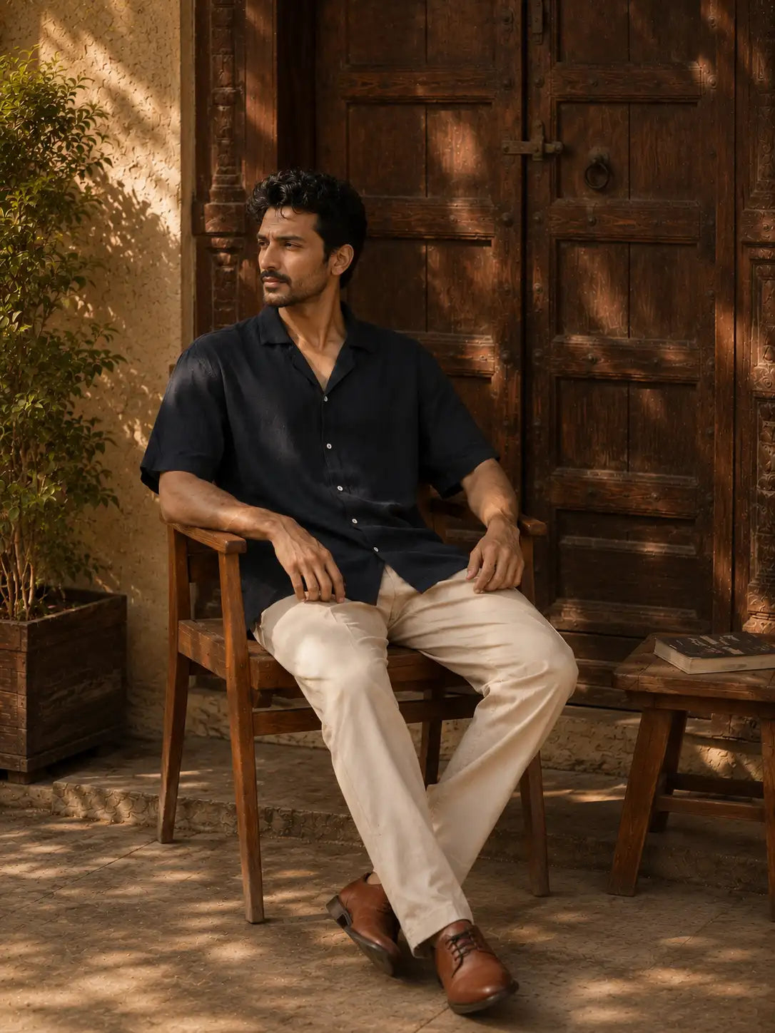 Men Beige 5 Pocket Classic Pant
