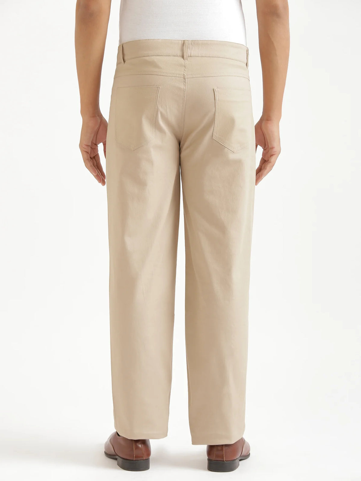 Men Beige 5 Pocket Classic Pant