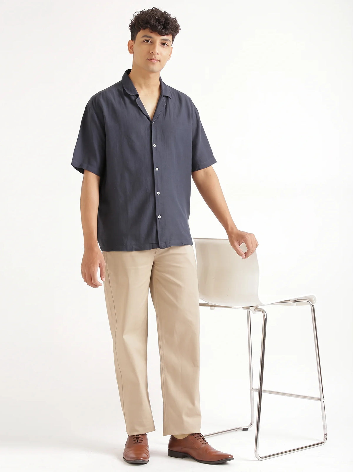 Men Beige 5 Pocket Classic Pant