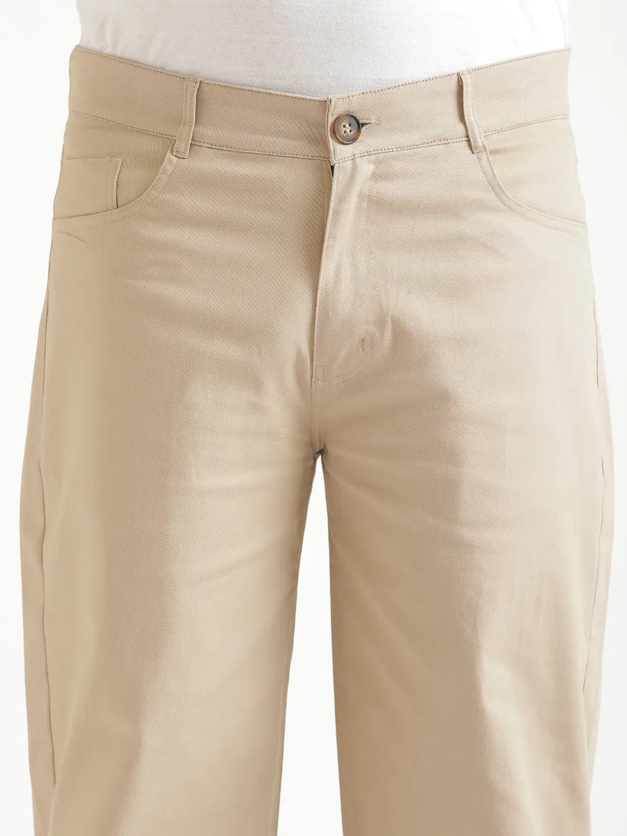Men Beige 5 Pocket Classic Pant