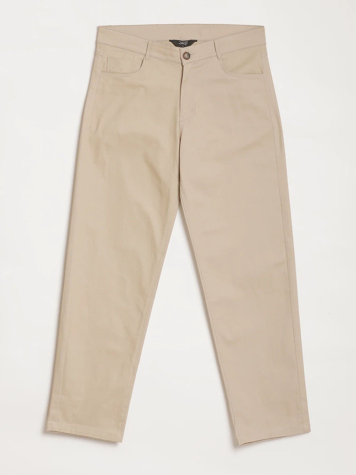 Men Beige 5 Pocket Classic Pant
