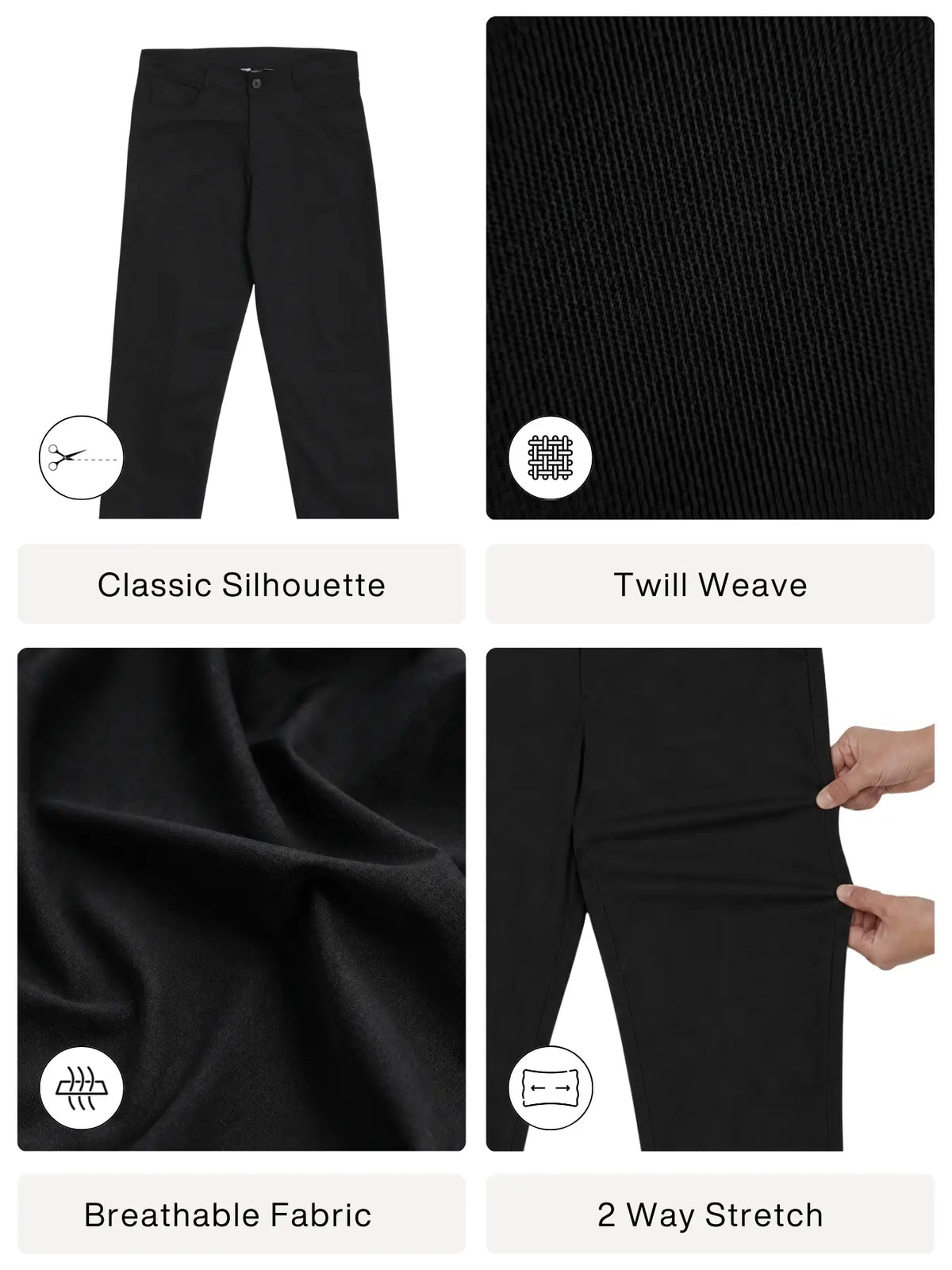Men Black 5 Pocket Classic Pant