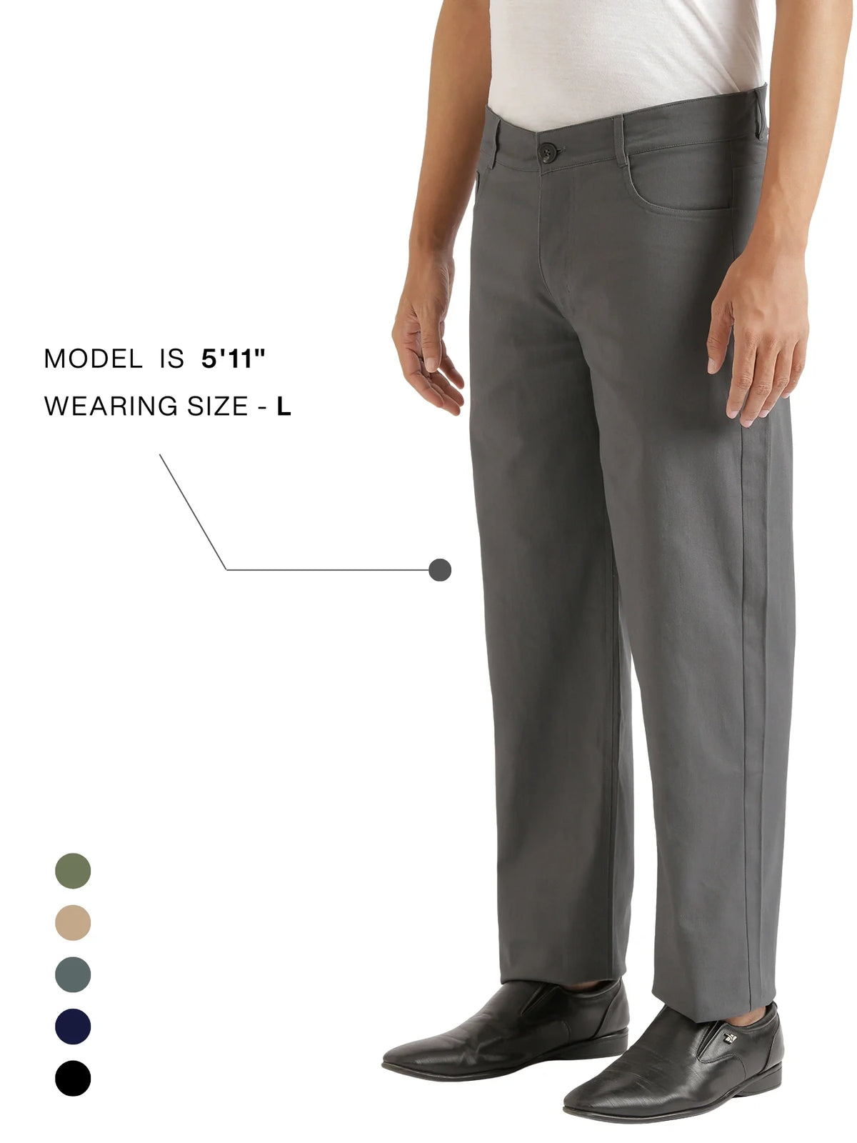 Men Dark Grey 5 Pocket Classic Pant